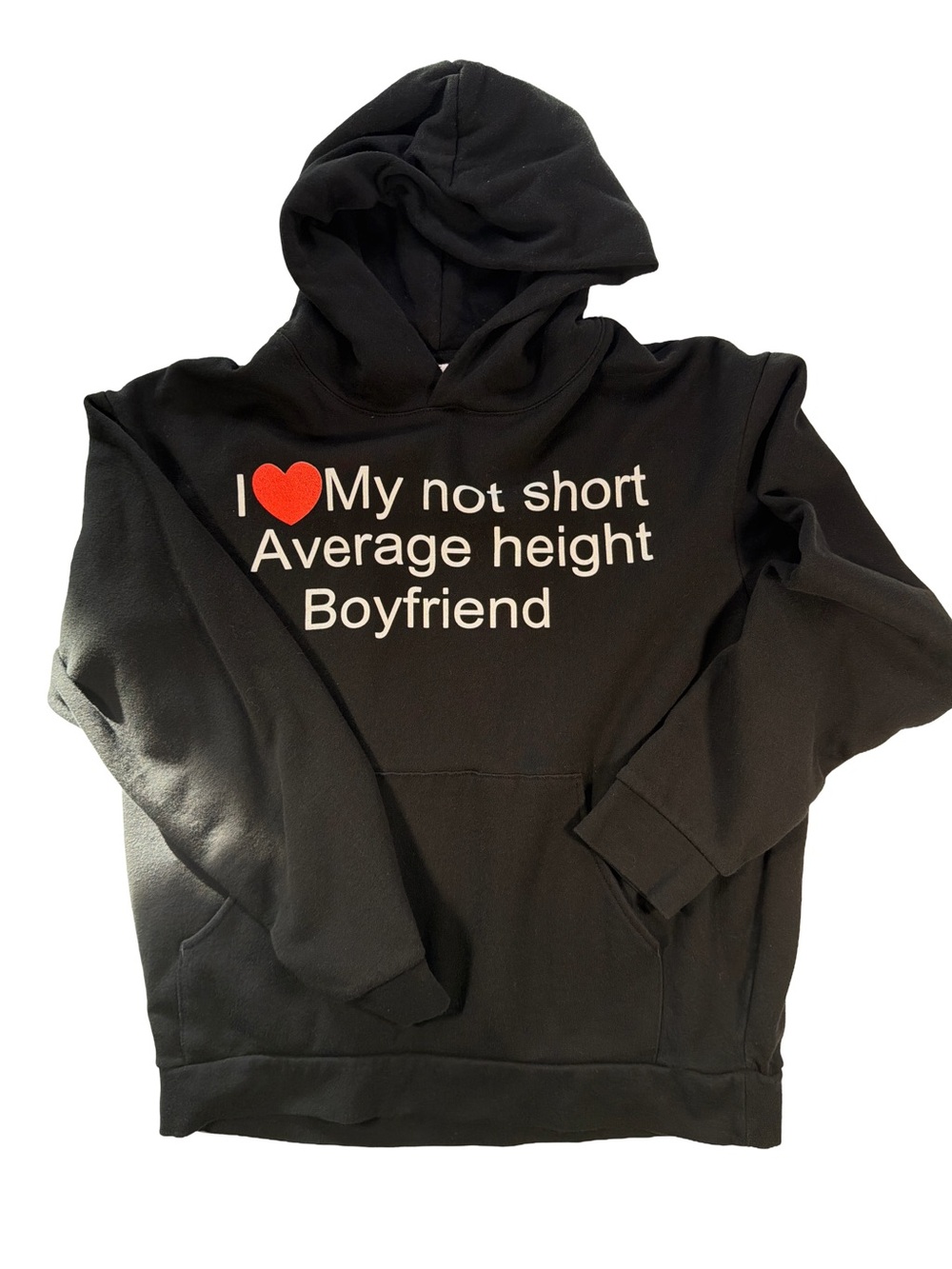 Black Graphic Hoodie Sweatshirt - "I ❤️ My not short Average height Boyfriend"